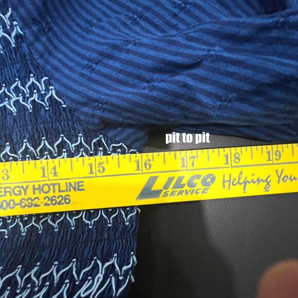 Draper James RSVP Dress Women's XL Blue Striped Smocked Milkmaid Style Peasant - Picture 7 of 7